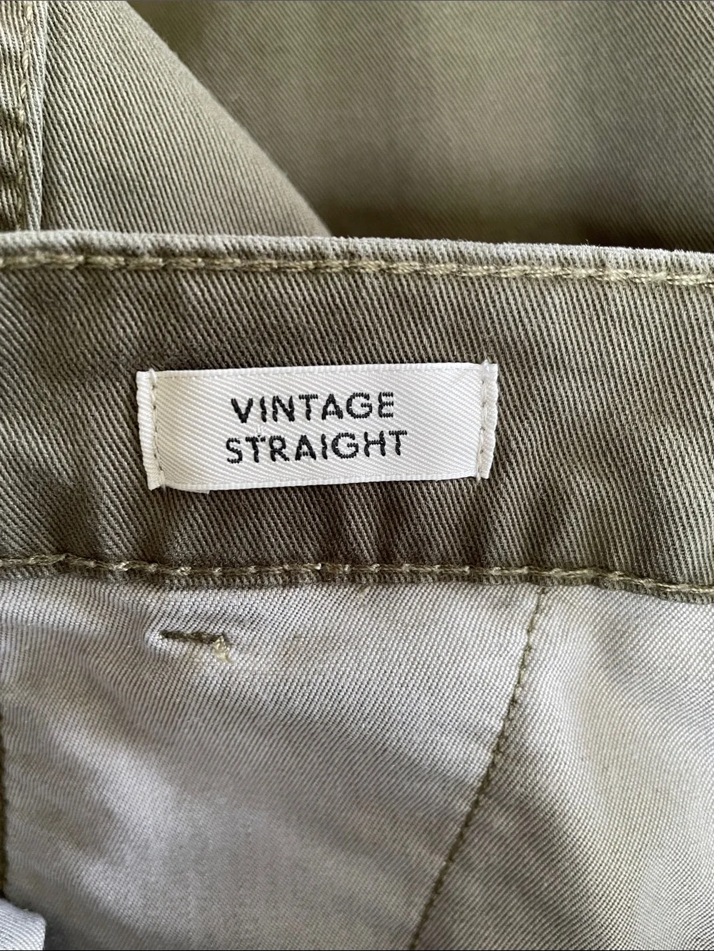 Crew Vintage Straight Chino Pants 26 Olive Green Cropped Ankle Stretch